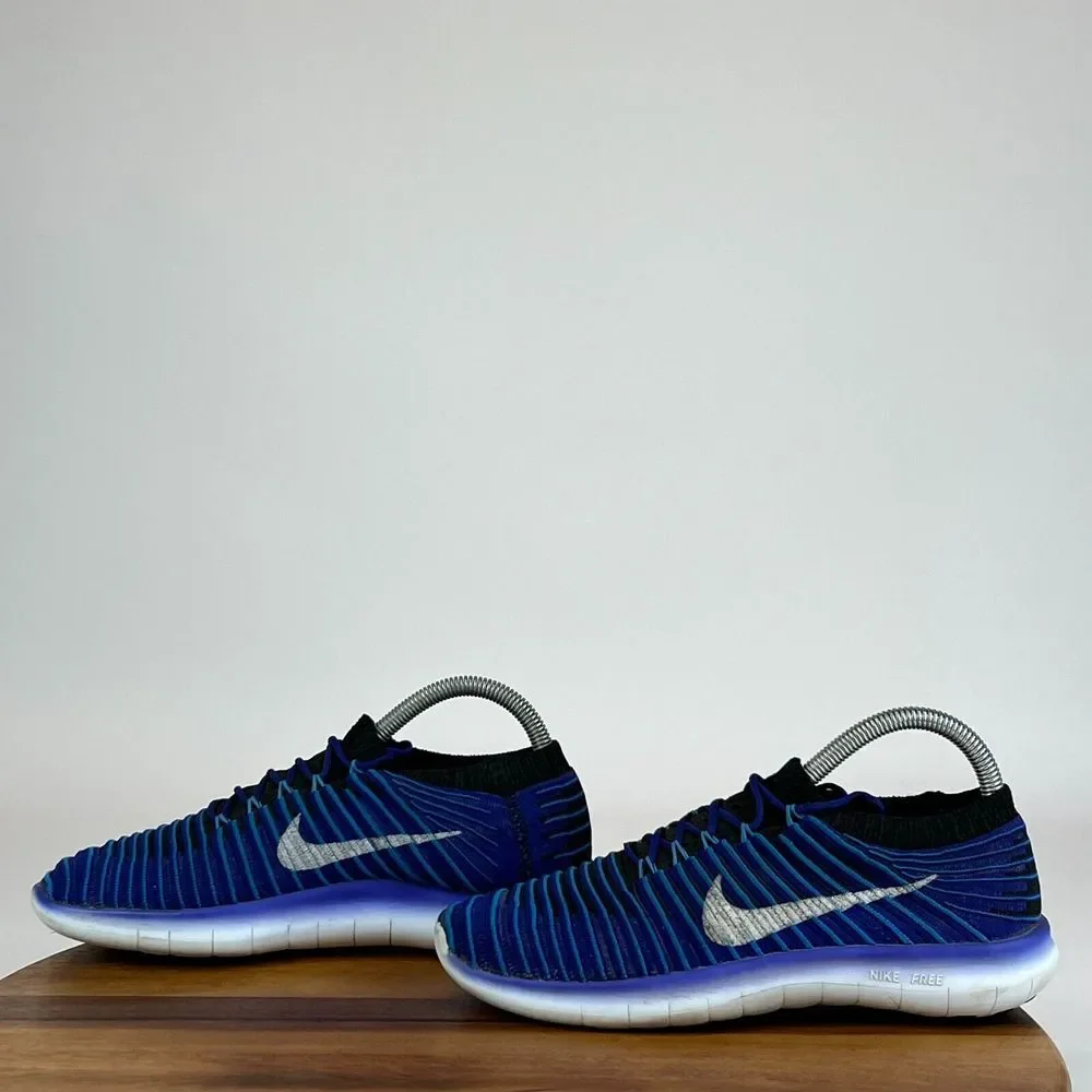 Womens Nike Free RN Motion Flyknit Blue Mid Athletic‎ Shoes Sneakers Size 7.5 M